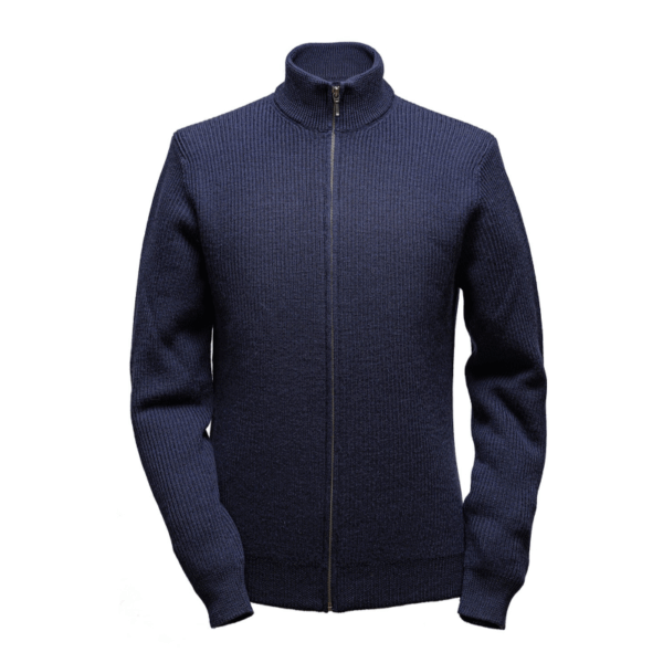 Ribbestrikket genser zip